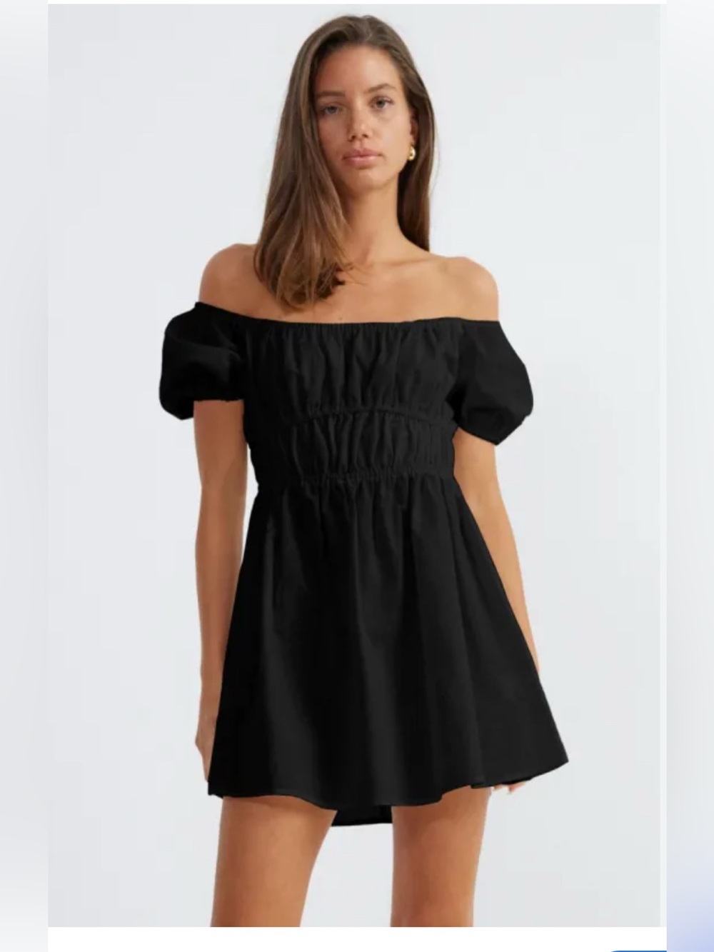 Women’s Black Smocked Waist Short Sleeve Dress